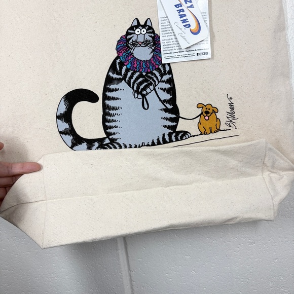 Crazy Shirts Kilban Cat Lei Hawaiian Humane Society Tote Bag Canvas Beige NEW - Picture 7 of 13